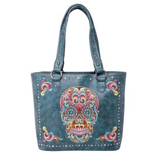 Montana West Sugar Skull Collection Concealed Handgun Tote w/Matching Wallet Set